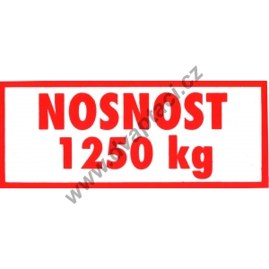 Štítek nosnost 1250kg