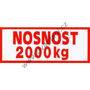 Štítek nosnost 2000 kg