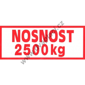 Štítek nosnost 2500kg